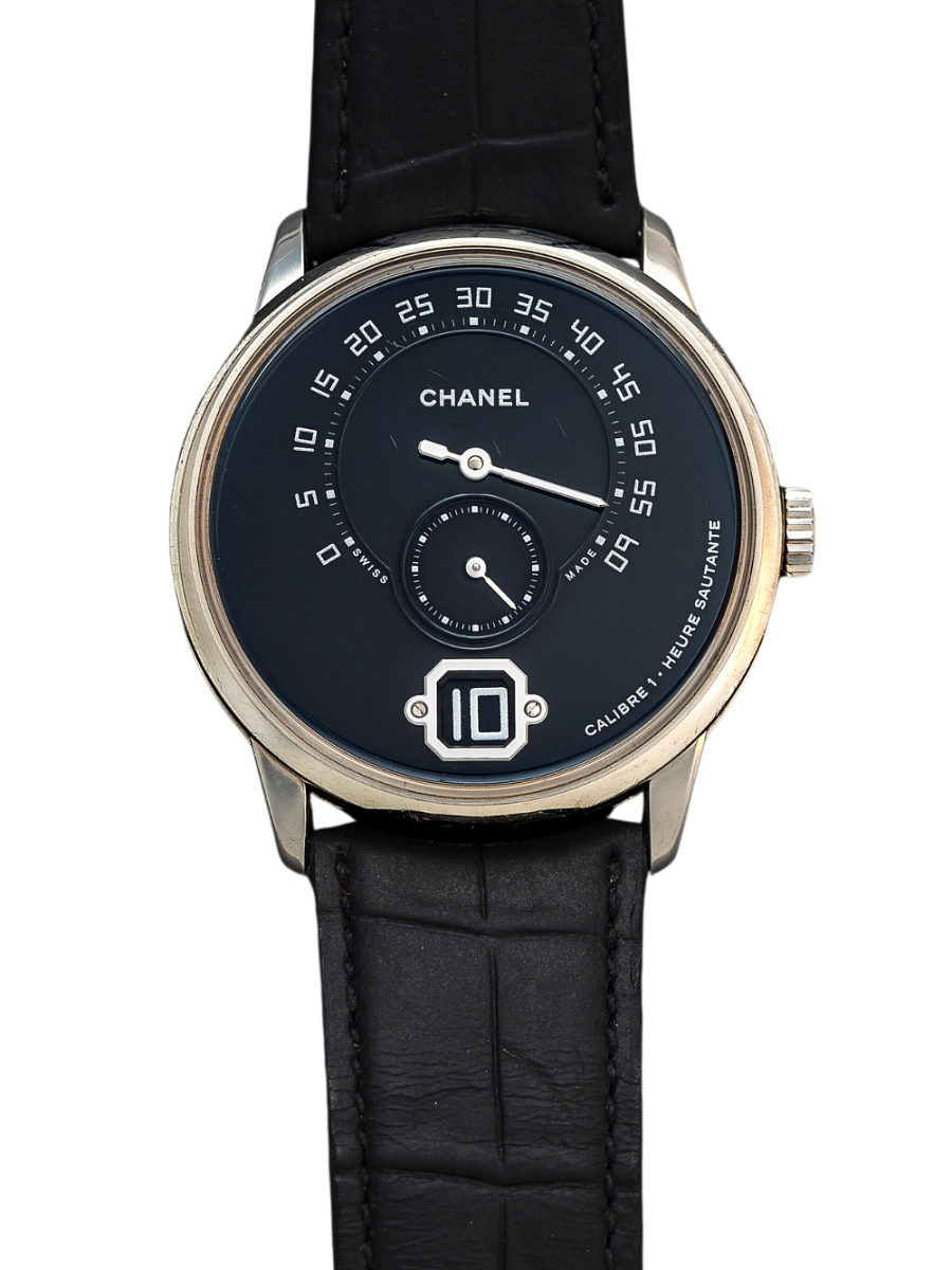 Monsieur De Chanel in Platinum with Black Enamel Dial by Romain Gauthier