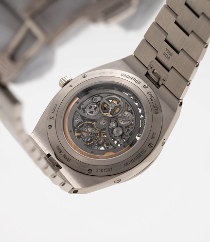 Overseas Ultra Thin Skeleton Perpetual Calendar in White Gold