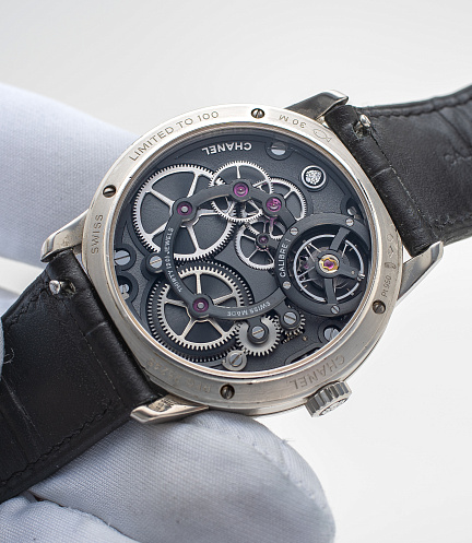 Monsieur De Chanel in Platinum with Black Enamel Dial by Romain Gauthier