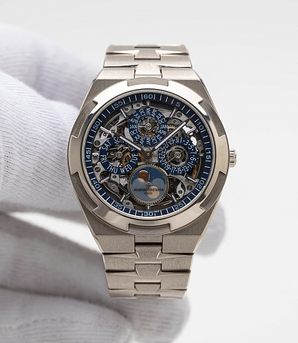Overseas Ultra Thin Skeleton Perpetual Calendar in White Gold