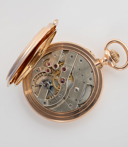 Gold Pocket Watch with Chronometre Movement and Enamel Dial