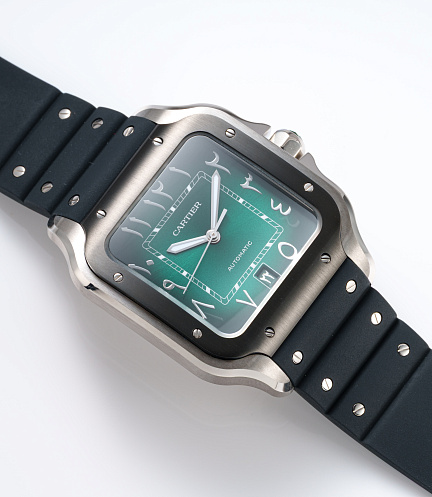 Santos de Cartier with Arabic Numerals and Green Dial