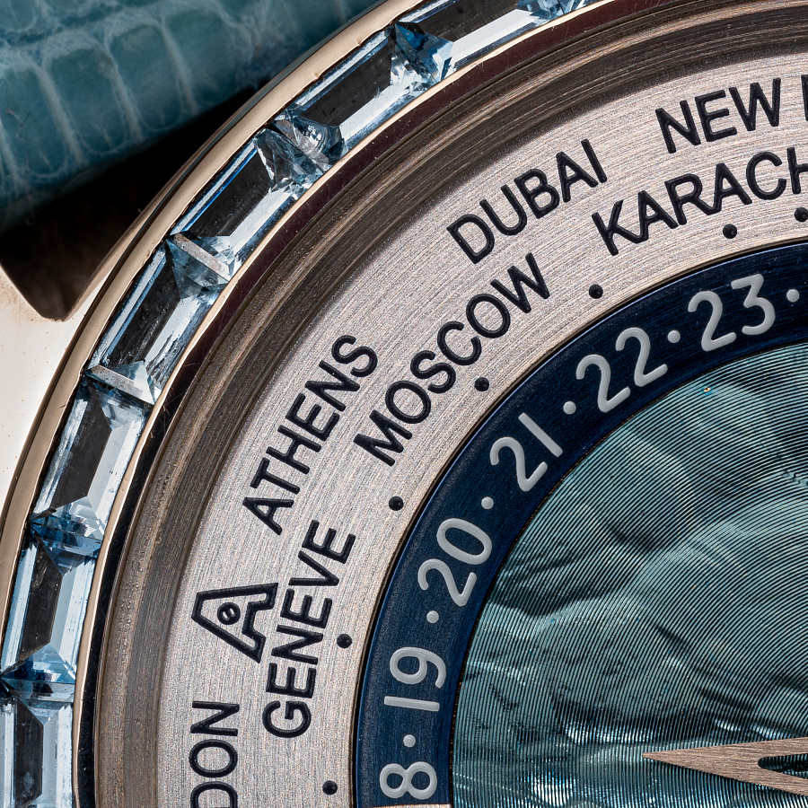 Tempus Terrea Worldtime Aquamarine in White Gold