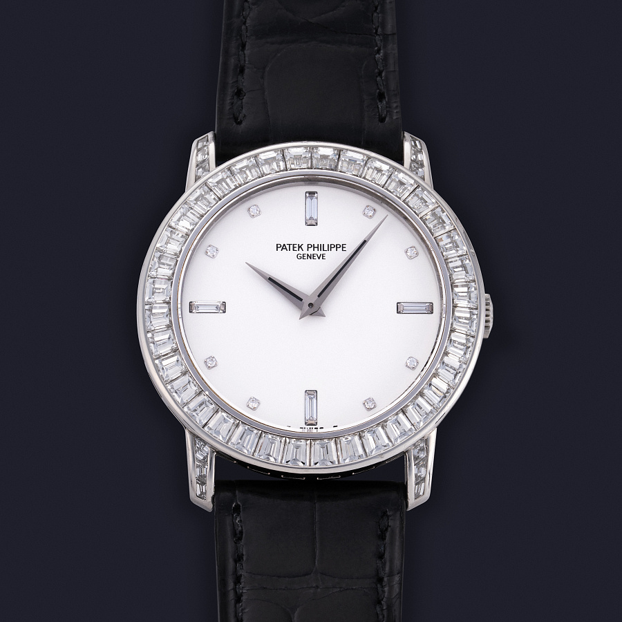 Calatrava with Diamond Bezel in White Gold