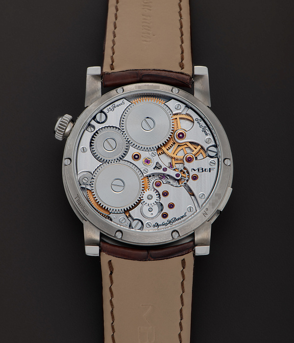 Legacy Machine Split Escapement in Titanium with Green Dial by Stephen McDonnell