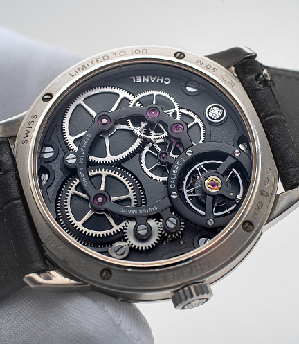 Monsieur De Chanel in Platinum with Black Enamel Dial by Romain Gauthier