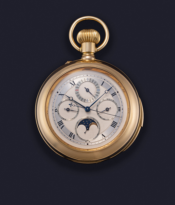 Minute Repeater Perpetual Calendar with Chronograph Lepine Pocket Watch in Yellow Gold