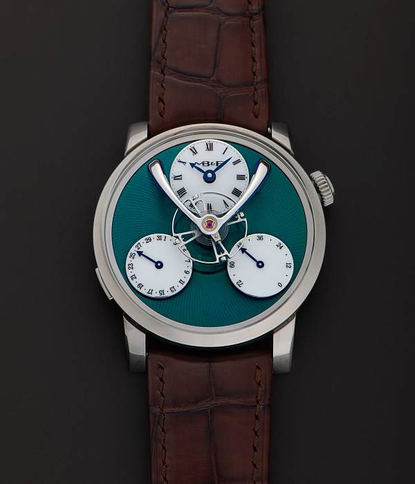 Legacy Machine Split Escapement in Titanium with Green Dial by Stephen McDonnell