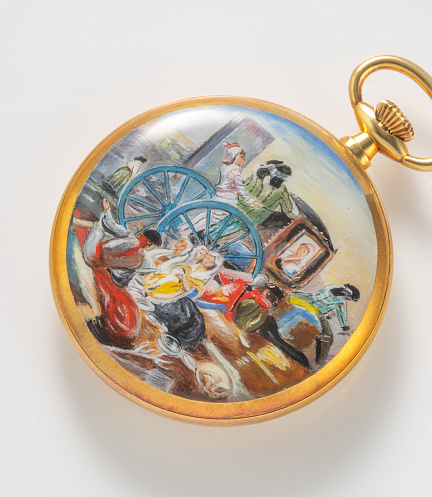 Lepine Pocket Watch with Enamel "El Cacharrero" by Francisco Goya