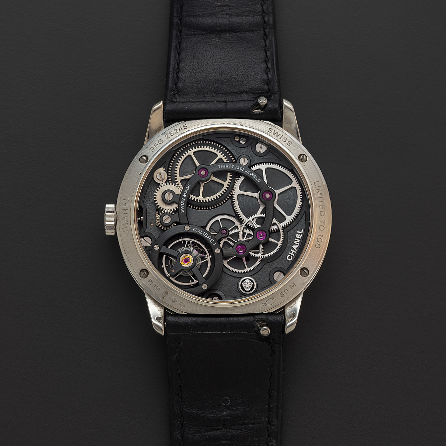 Monsieur De Chanel in Platinum with Black Enamel Dial by Romain Gauthier