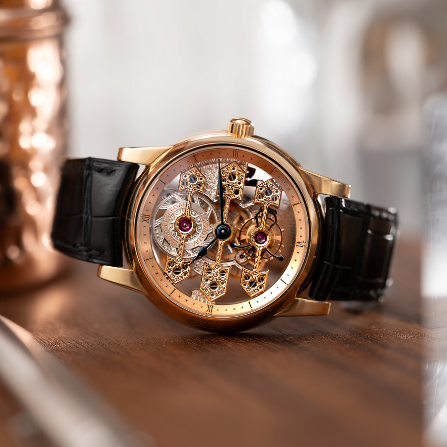 Triple Bridge Skeleton Tourbillon in Rose Gold