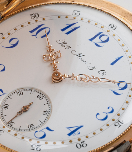 Gold Pocket Watch with Chronometre Movement and Enamel Dial
