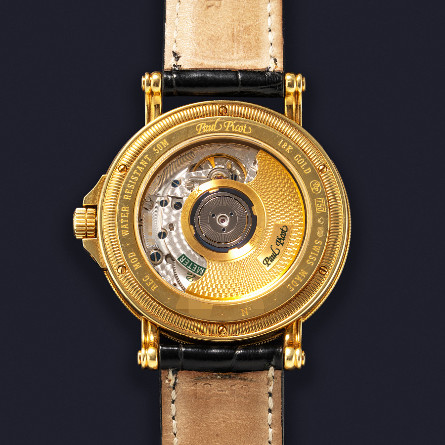 Atelier Regulator in Yellow Gold with Pave Diamond and Ruby Dial