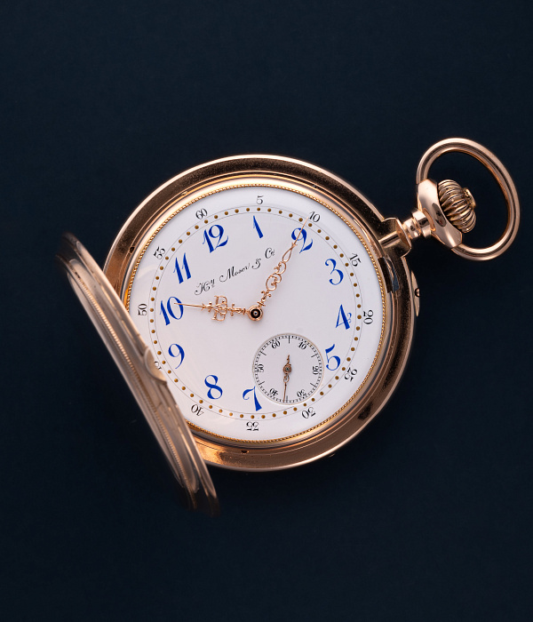 Gold Pocket Watch with Chronometre Movement and Enamel Dial