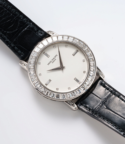 Calatrava with Diamond Bezel in White Gold