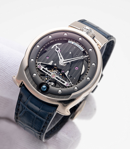 DBS Moon Phase in White Gold with Black Dial