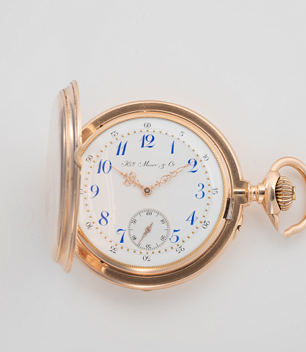 Gold Pocket Watch with Chronometre Movement and Enamel Dial