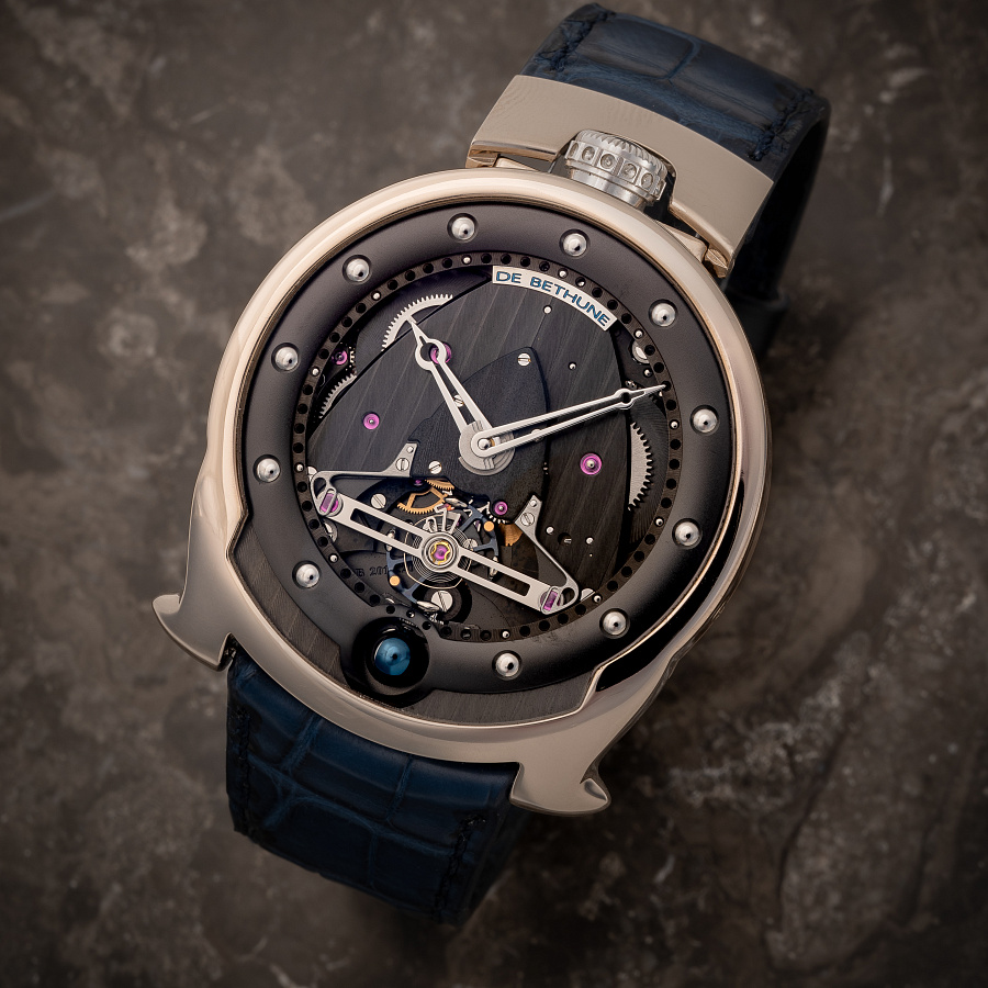 DBS Moon Phase in White Gold with Black Dial