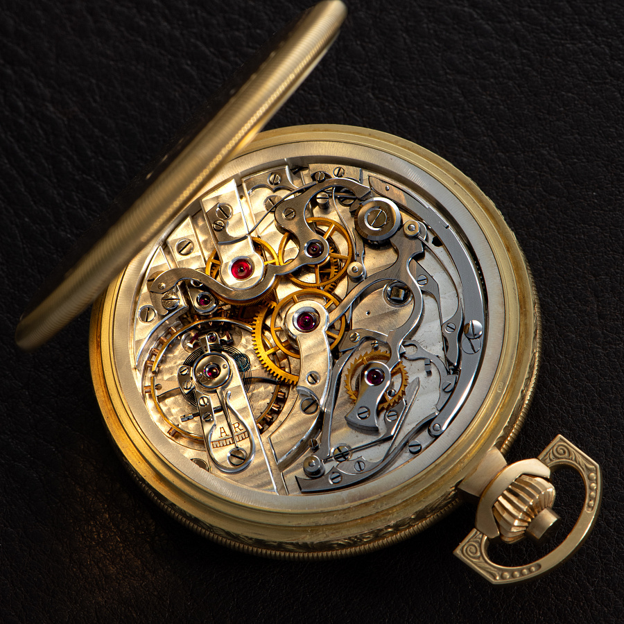 Gold Pocket Watch with a Chronograph Movement
