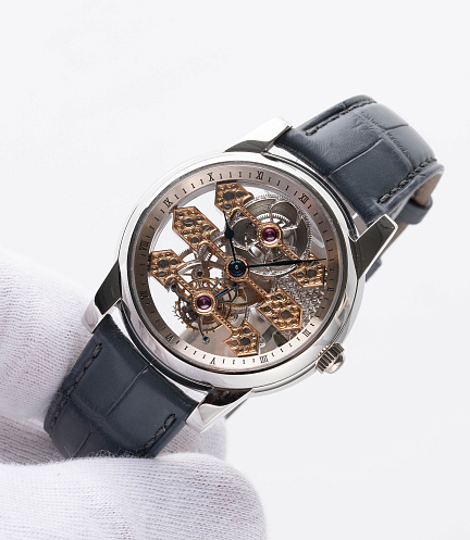 Triple Bridge Skeleton Tourbillon in Platinum