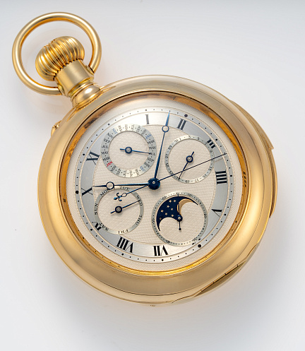 Minute Repeater Perpetual Calendar with Chronograph Lepine Pocket Watch in Yellow Gold