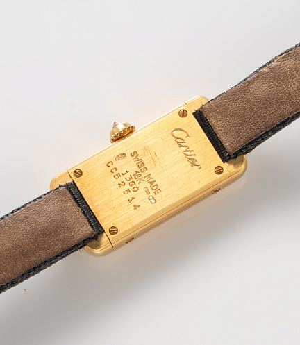 Tank Allongee Two point Roman Guilloche Dial with Six point Diamonds