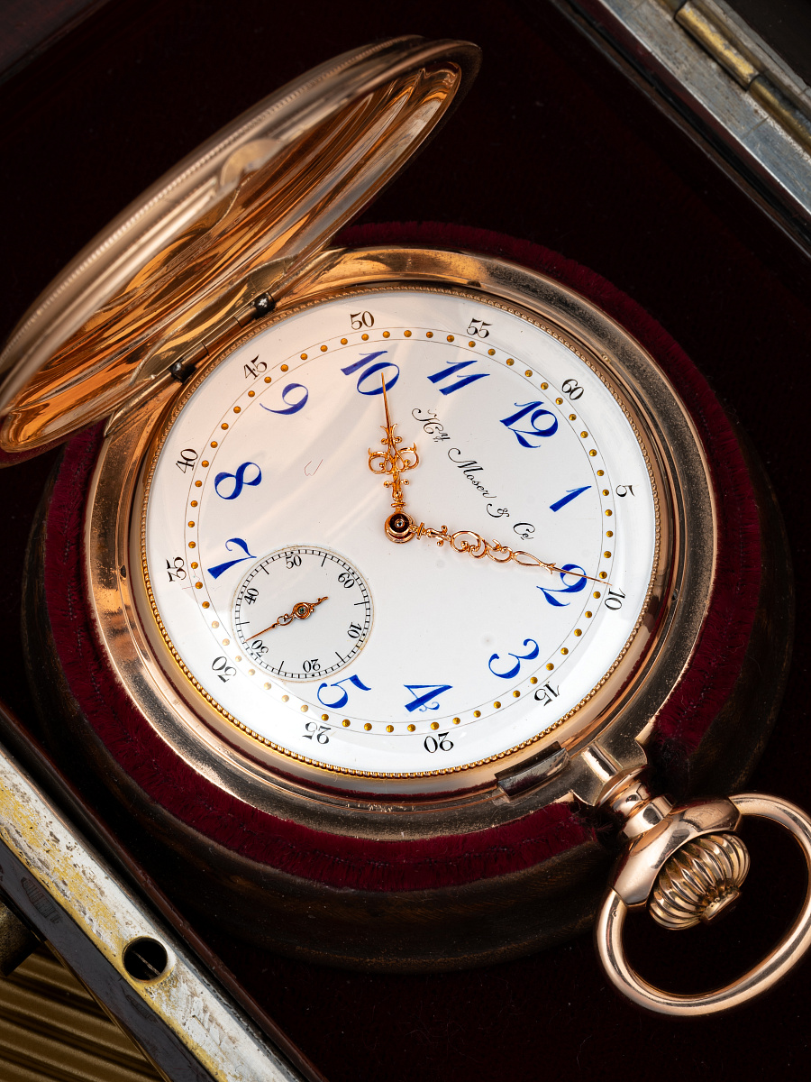 Gold Pocket Watch with Chronometre Movement and Enamel Dial