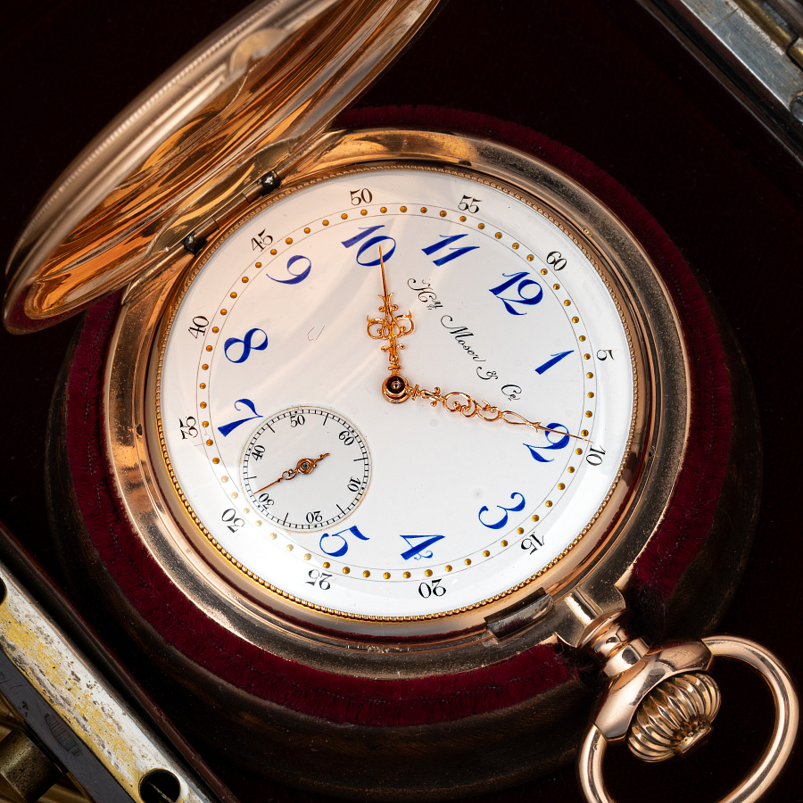 Gold Pocket Watch with Chronometre Movement and Enamel Dial
