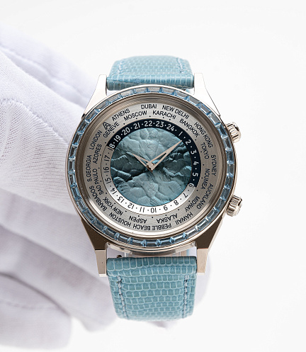 Tempus Terrea Worldtime Aquamarine in White Gold