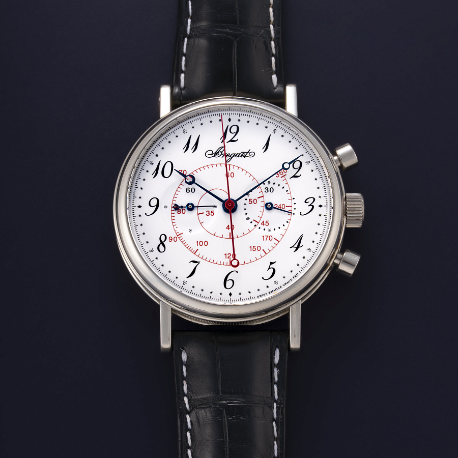 Classique Chronograph in White Gold with Enamel Dial